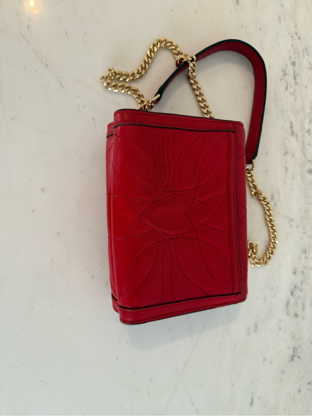 Michael Kors Red Quilted Leather Crossbody with Gold Floral Medallion - Picture 5 of 7